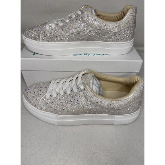 Betsy Johnson SIDNY all-over Pearl Platform Sneakers Ivory Size 11 Bridal - Picture 5 of 12